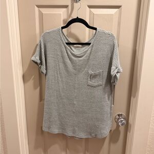Relaxed Waffle Short Sleeve Top in Grey